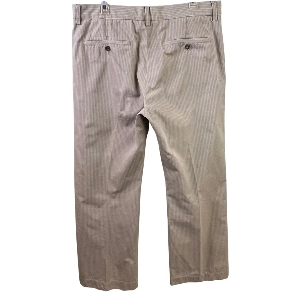 Banana Republic Boot Cut Pinstriped Tan‎ Slacks 100% Cotton 36x30 Men's